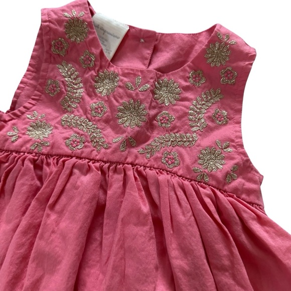 First Impressions Pink Dress Gold Embroidered Sleeveless Baby Girl 12M - Picture 5 of 5